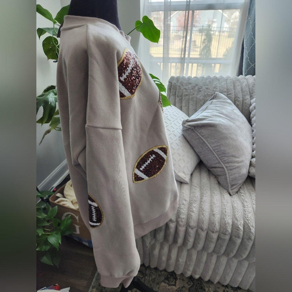 Kirklands Football Motif Sweater - Gray and Brown - Picture 6 of 9
